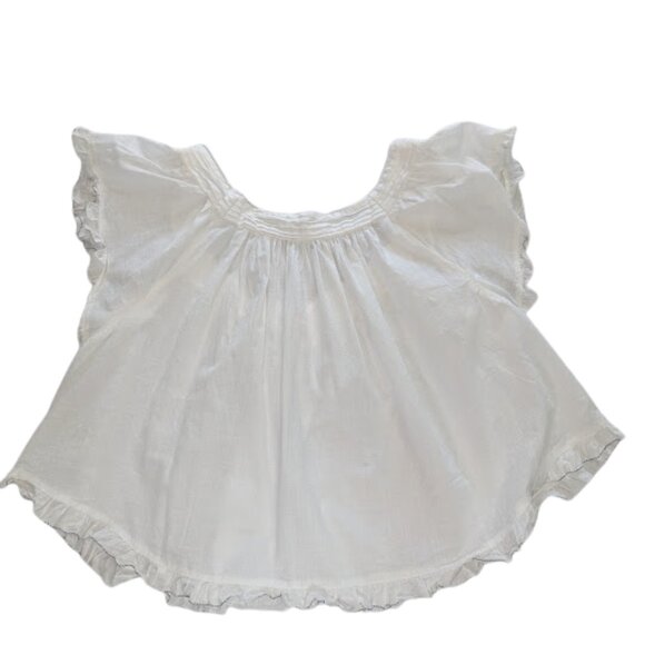 By Anthropologie “In Bloom” White Flutter Sleeve Popover Top Boho Feminine *SZ L - Picture 2 of 9